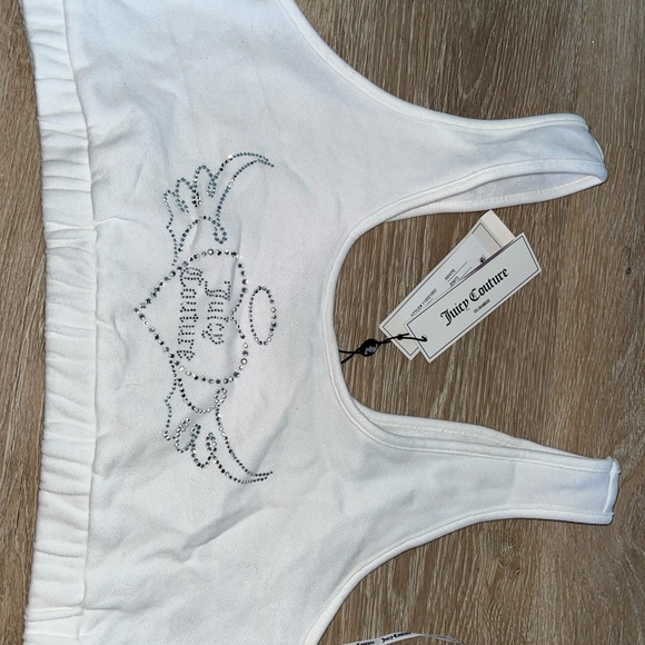 Juicy Couture Tops - Juicy Couture White Rhinestone Wing Logo Cropped Tank